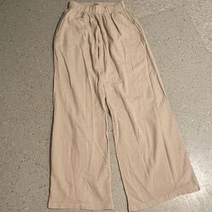 Blanco By Nature Beige Linen Wide-Leg Pants stretchy